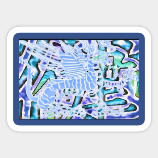 Abstract print in blue, purple, and green Sticker